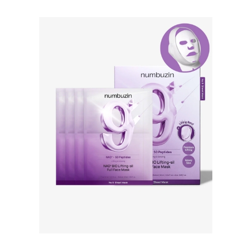 numbuzin No. 9 NAD Bio Lifting-sil Full Face Pack Sheet 4ea Set (+Fabric Lifting Band)