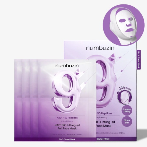numbuzin No. 9 NAD Bio Lifting-sil Full Face Pack Sheet 4ea Set (+Fabric Lifting Band)