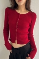 liveary 2nd/ STEP BUTTON CARDIGAN #Rose Red