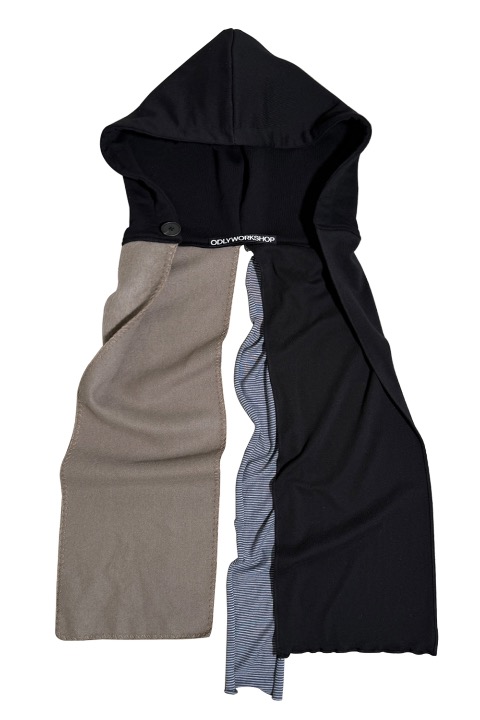 Mixed Hoodie Scarf, Onyx