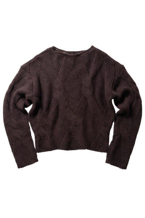 Alpaca Classic Cable Sweater, Prune