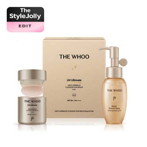 THE WHOO UV Ultimate Anti-Wrinkle Cushion Sun Balm Set (13 g + Cleansing Oil 50 ml)