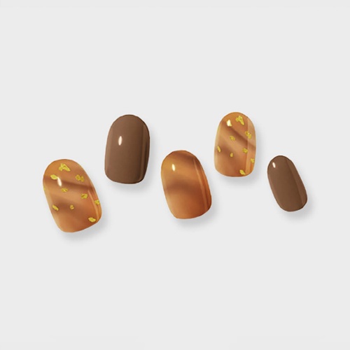 DAISO KISS NEW YORK Geluv My Me Gel Nail 24 Pieces (Brown Amber Marble)