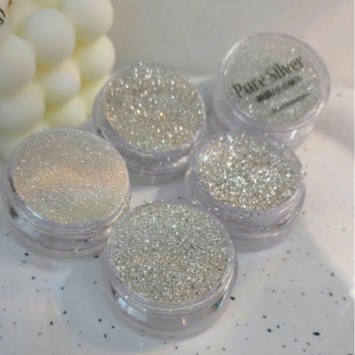 BONNIEBEE NAIL Pure Silver Glitter Set (4 Types) approx. 5g
