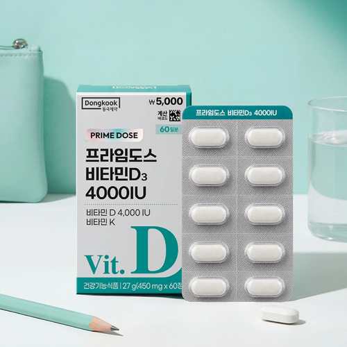 DAISO DONGKOOK PHARMACEUTICAL Prime Dose Vitamin D3 4000IU 450mg x 60 Tablets (60 Days)