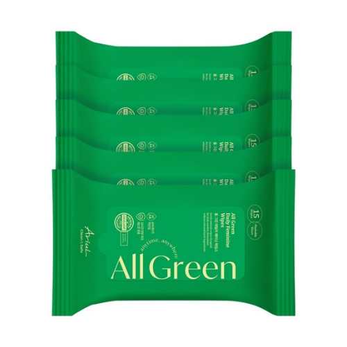 AriuL All Green Daily Feminine Wipes 15 Sheets 89g x 5 Packs