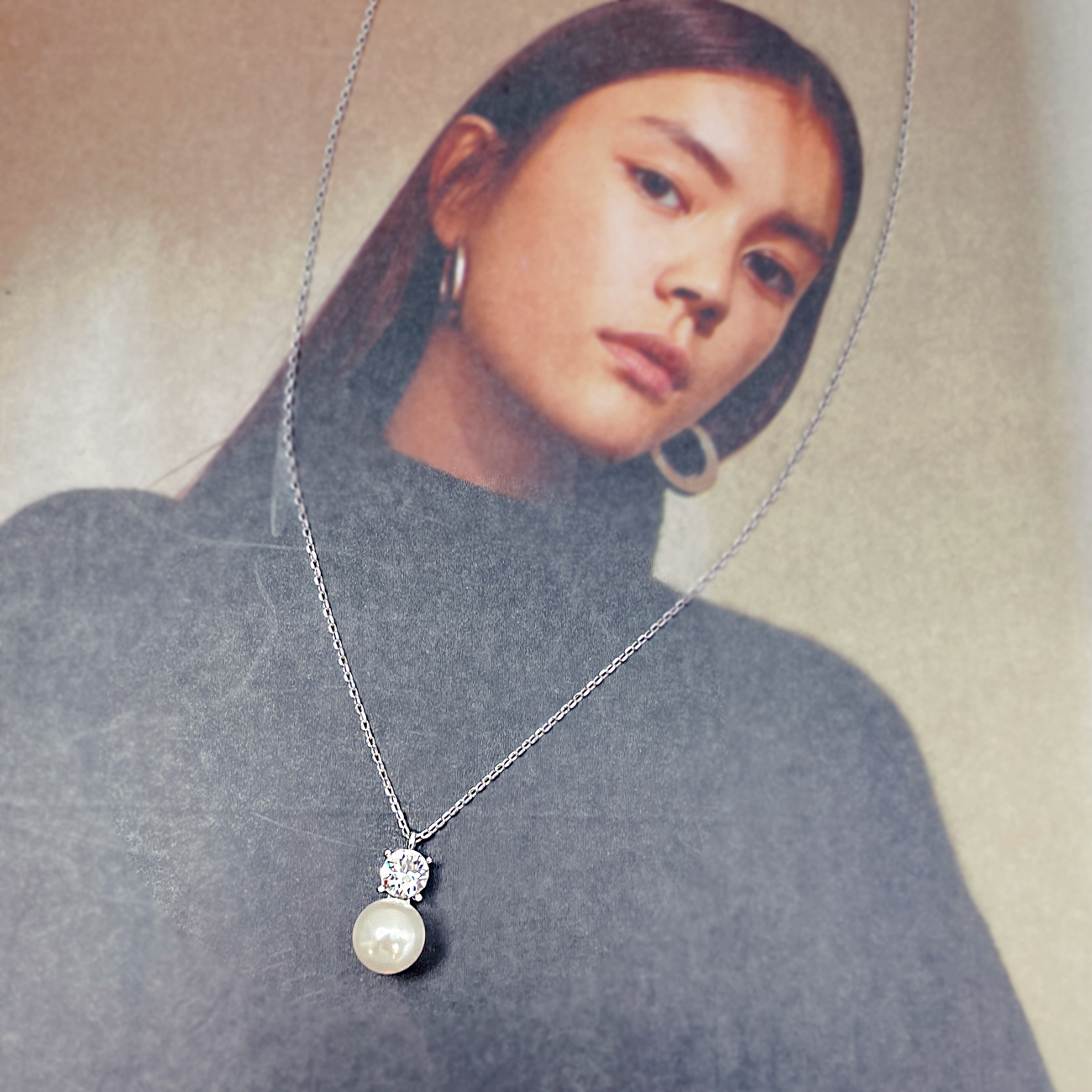 Crystal Bliss Pearl Necklace Silver