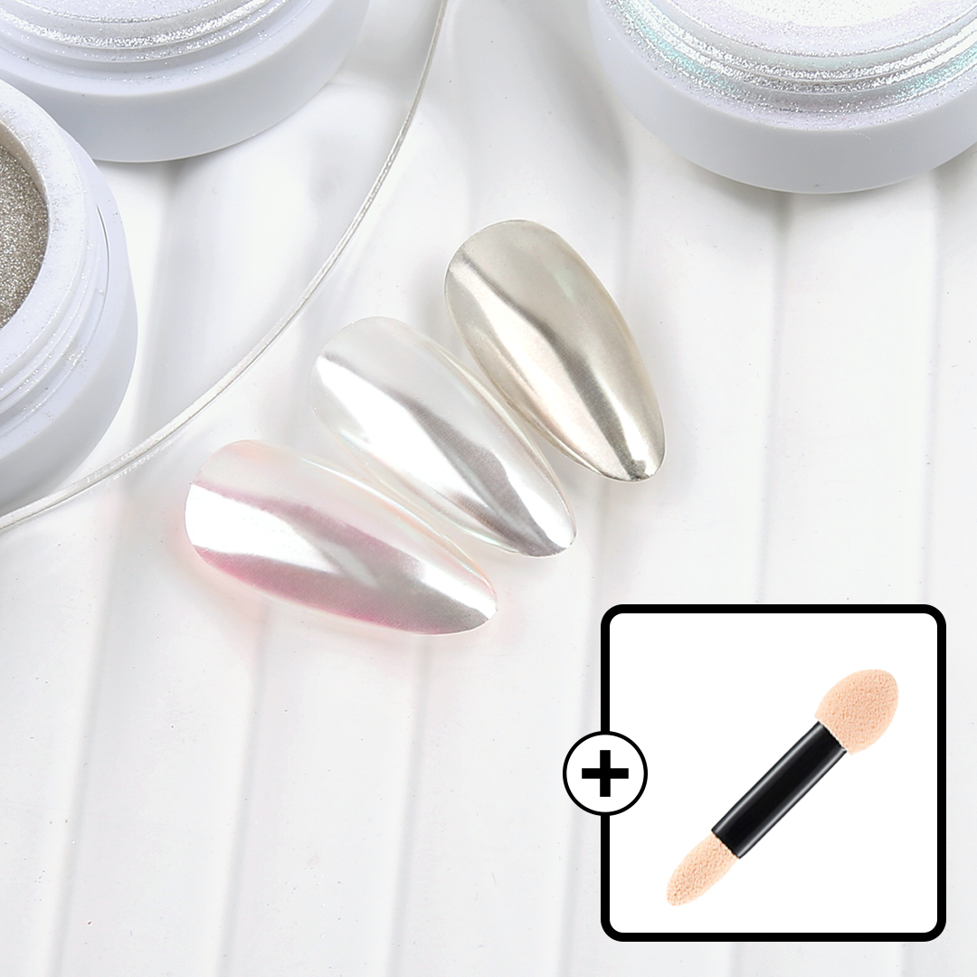 JelloJello Edge Beam White Satin Nail Mirror Powder 3 Types