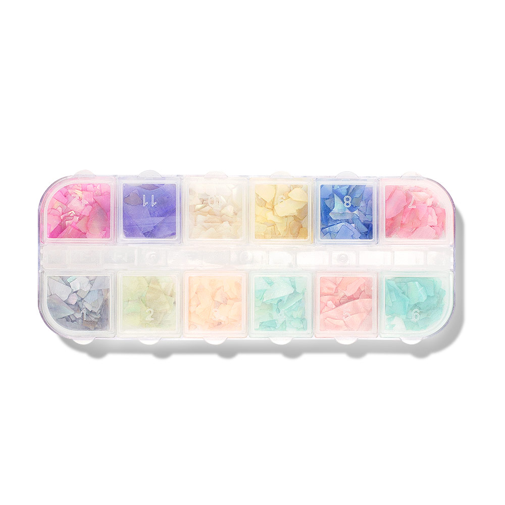 JelloJello Nail Seashell Flakes Mother-of-Pearl Nail Glitter 12-Piece Set