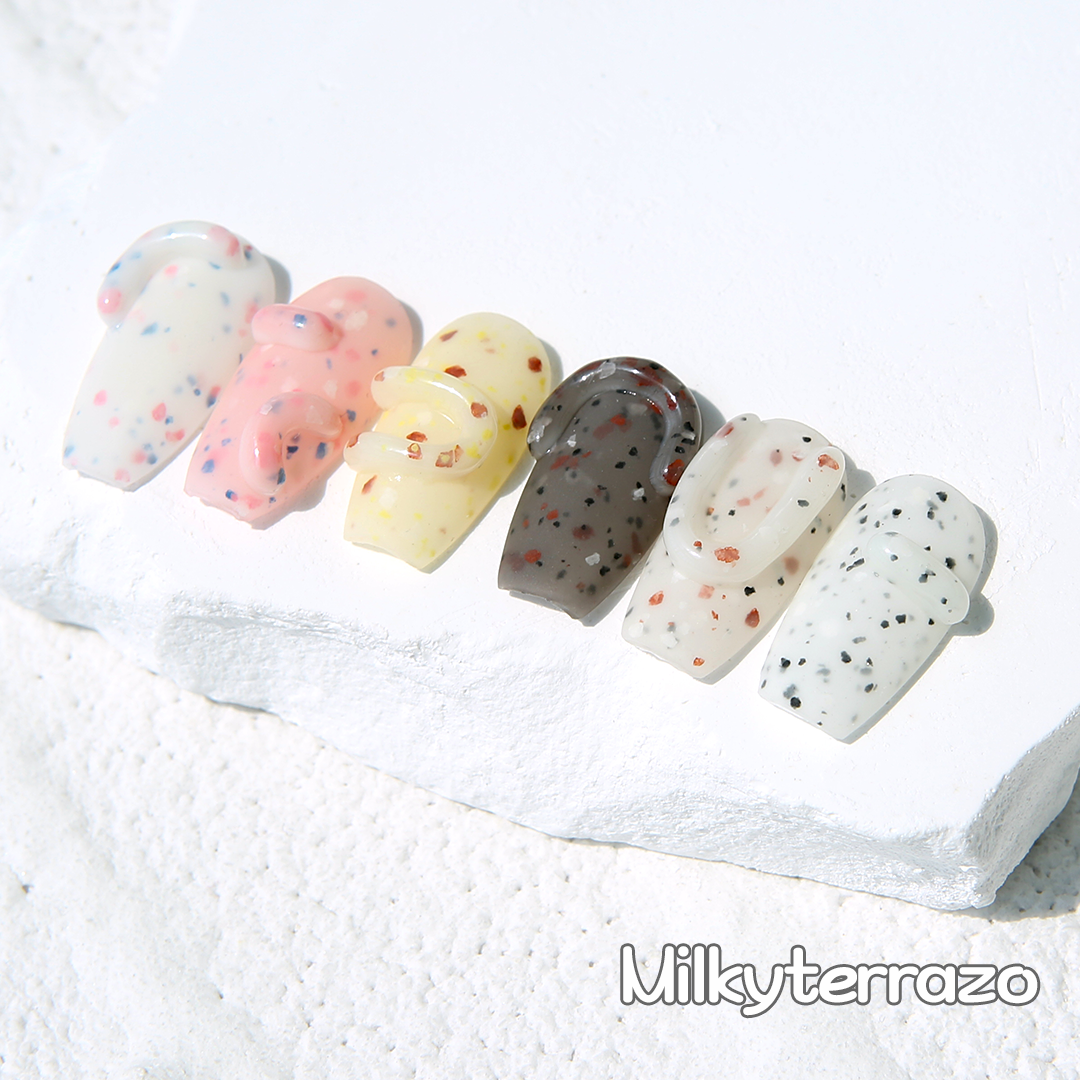 JelloJello Milky Terrazzo Collection Flake Glitter Gel Nail 6 Types 
