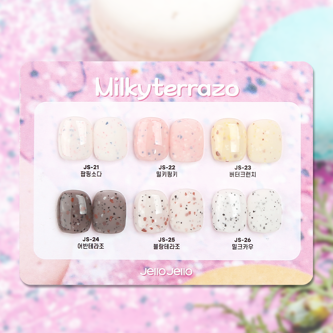 JELLO JELLO Milky Terrazzo Collection Flake Glitter Gel Nail 6-Piece Set (JS-21~JS-26)