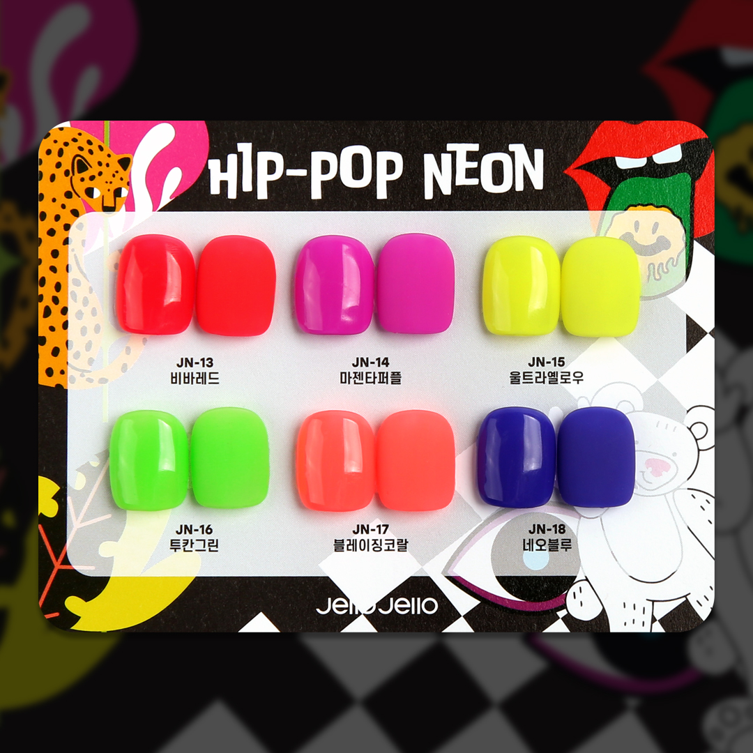 JELLO JELLO Hip-Pop Neon Collection Color Summer Gel Nail 6-Piece Set (JN13~JN18)