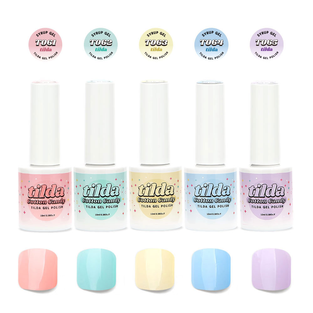 Tilda Syrup Gel Nail Polish Cotton Candy Series 5colors Set (T061 ~ T065)