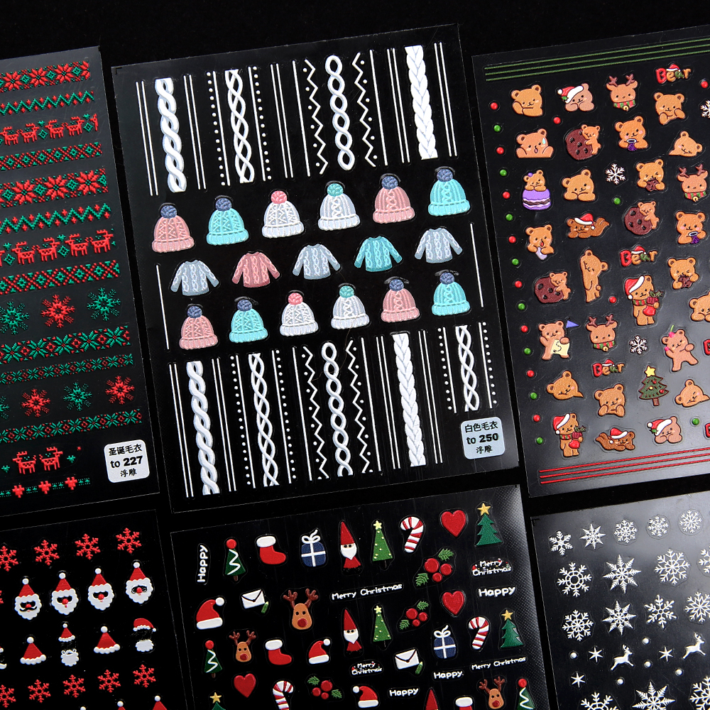 JelloJello Self Gel Nail Art Christmas Embossed Stickers 9 Types (CNS093~CNS102)