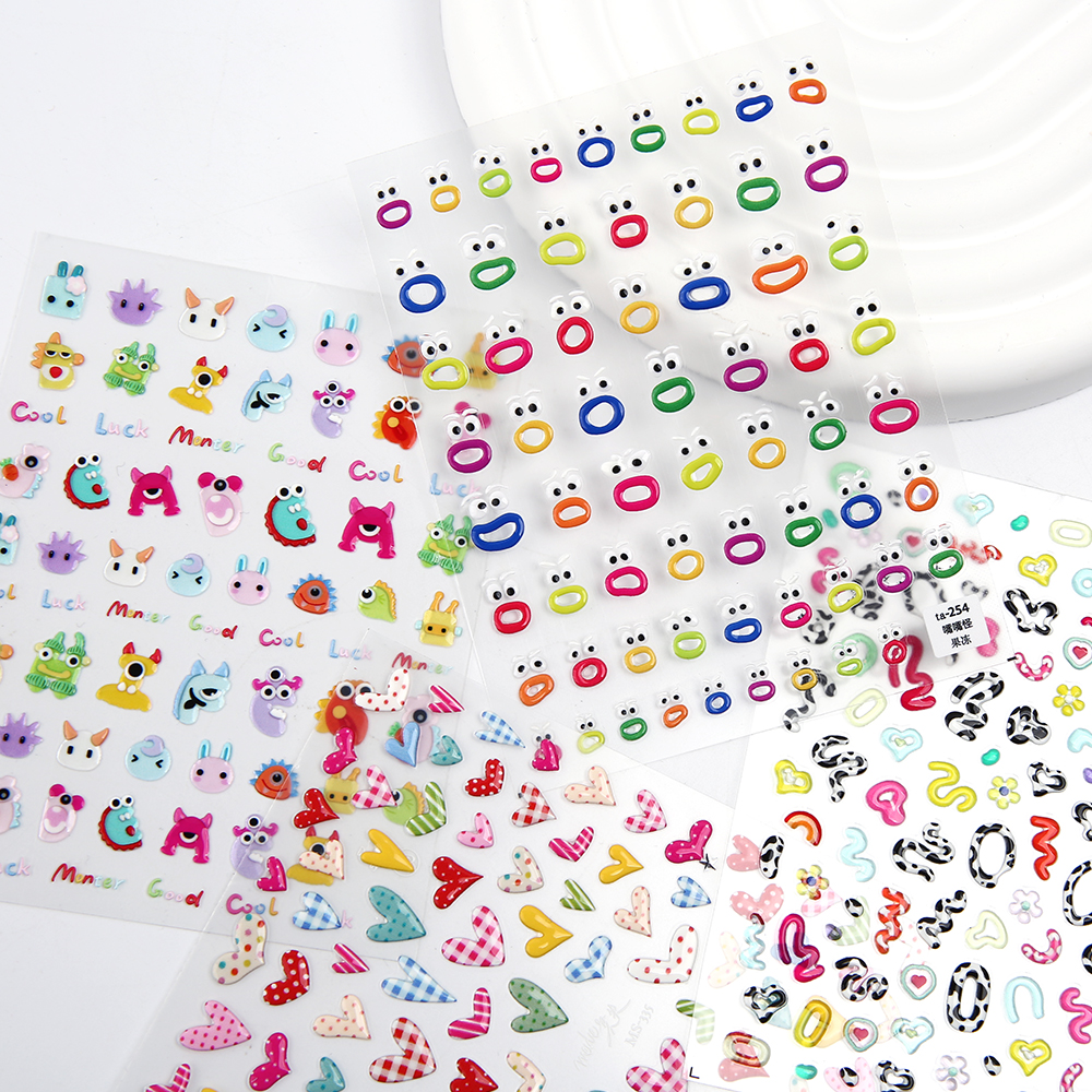 JelloJello Self Gel Nail Art Embossed Stickers 13 Types (CNS046~CNS058)