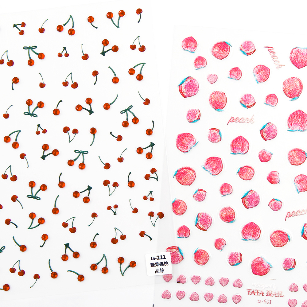 JelloJello Self Gel Nail Art Cherry & Peach Stickers 2 Types (CNS059/CNS060)