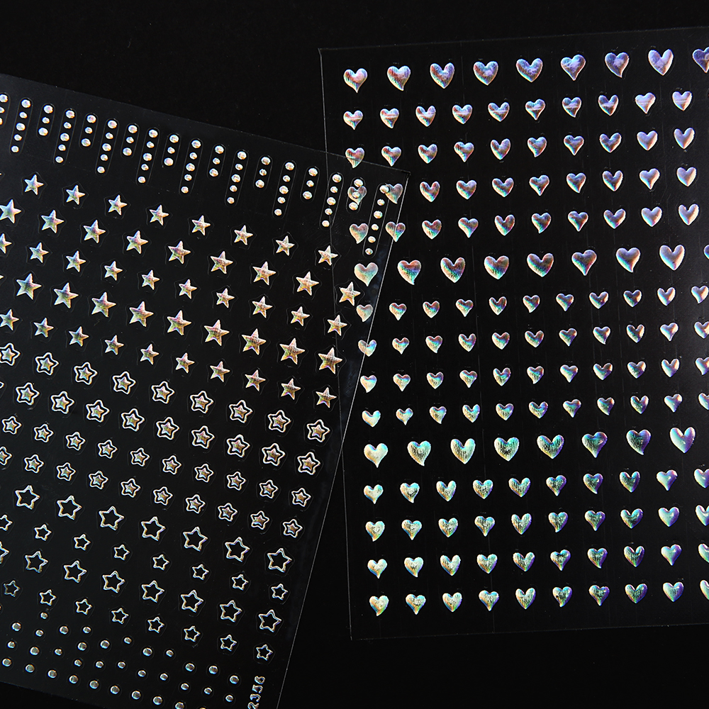 JelloJello Self Gel Nail Art Hologram Star & Heart Stickers 2 Types (CNS070/CNS071)