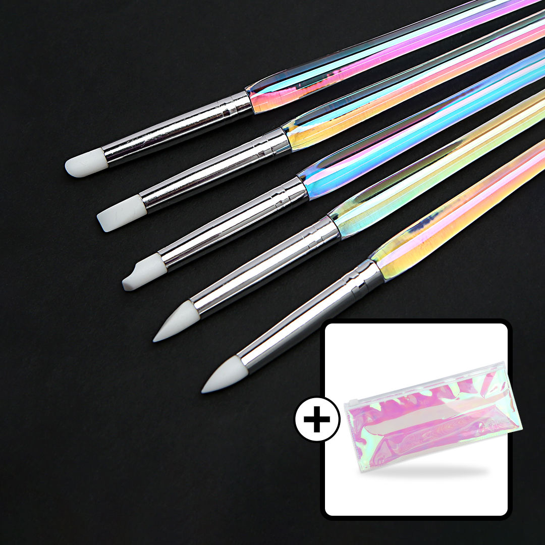 JelloJello Nail Silicone Powder Brush Magic Tool 5-Piece Set