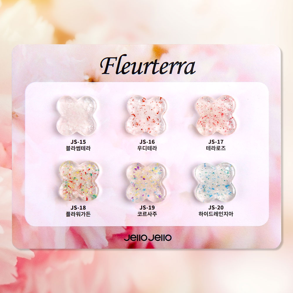 JelloJello FleurTerra Collection Glitter Terrazzo Flower Gel Nail 6-Piece Set